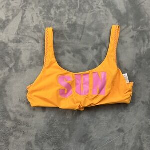 Banana Moon Bikini Top Womens Large Yellow Pink Sun Graphic Swim Bralette Summer